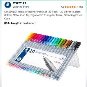 STAEDTLER Triplus Fineliner Pens Set (20 Pack)